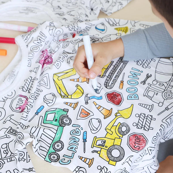 DIY Pajamas Kids Sketch Colorful