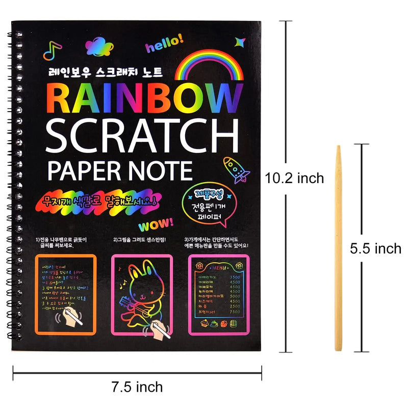 2 Pack Rainbow Scratch Paper Children'