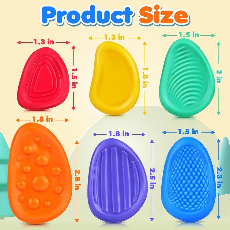 Fidget Toys Adults Sensory Silicone Stone 6 Pack Textured for Autism Kids Calming Down Fidget Stress Relief Toys