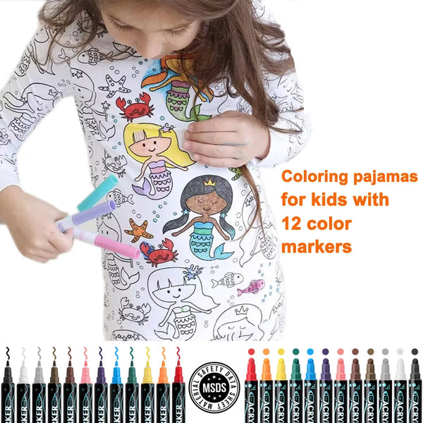 DIY Pajamas Kids Sketch Colorful