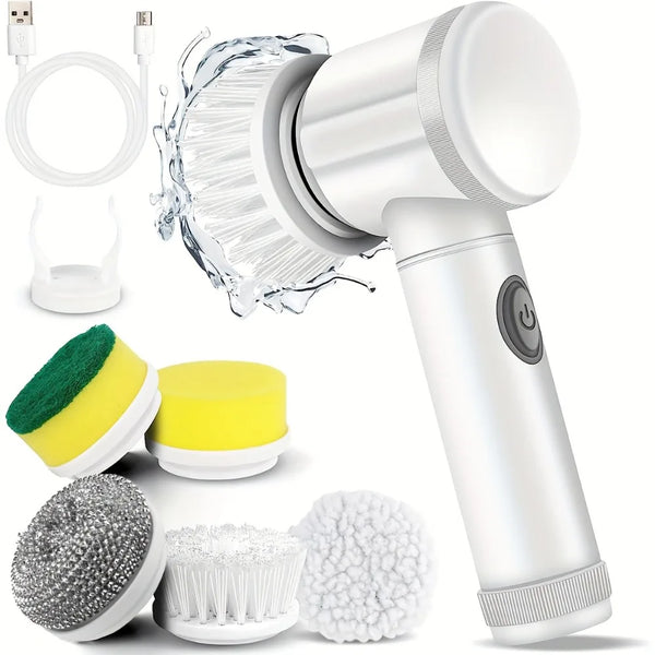 Electric Spin Scrubber With 5 Replaceable Brush Head Power