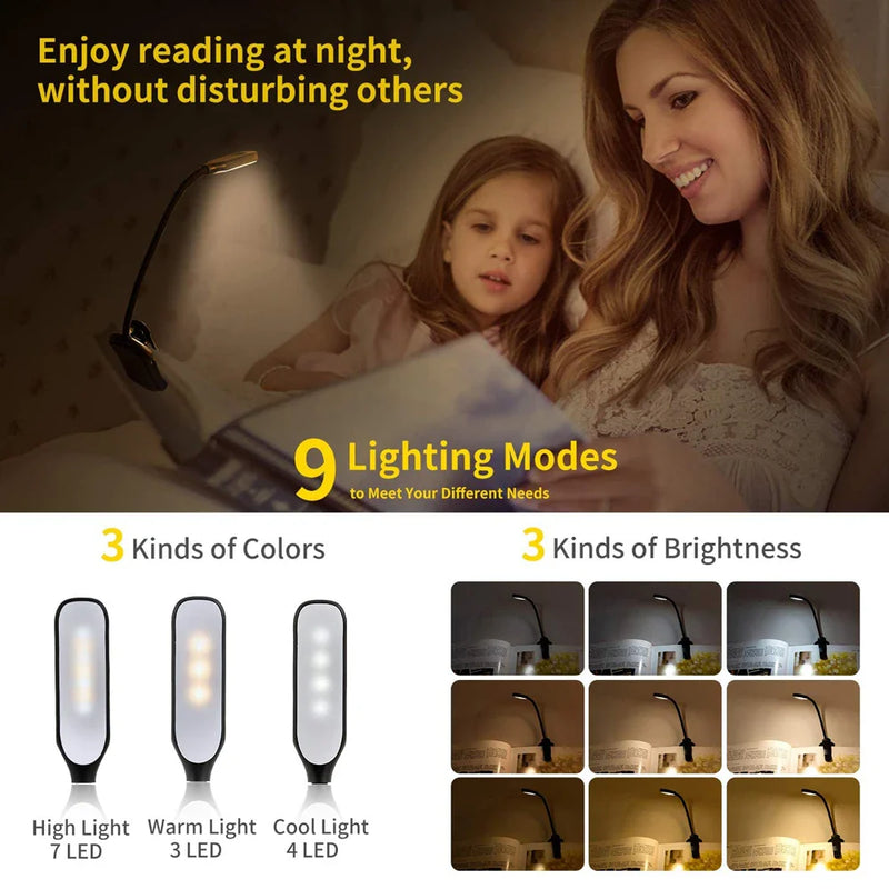 Rechargeable Book Light 7 LED Book Light USB Reading Light